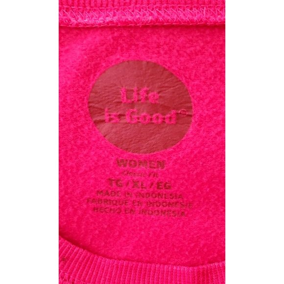 Life Is Good Women's Go-To Crew Daisy Hearts Pink Sweater Sweatshirt Sz XL - Picture 6 of 6